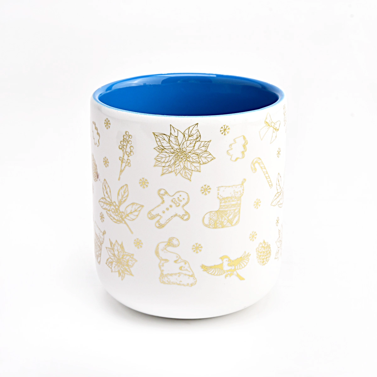 golden pattern ceramic candle vessel for Christmas golden pattern ceramic candle vessel for Christmas