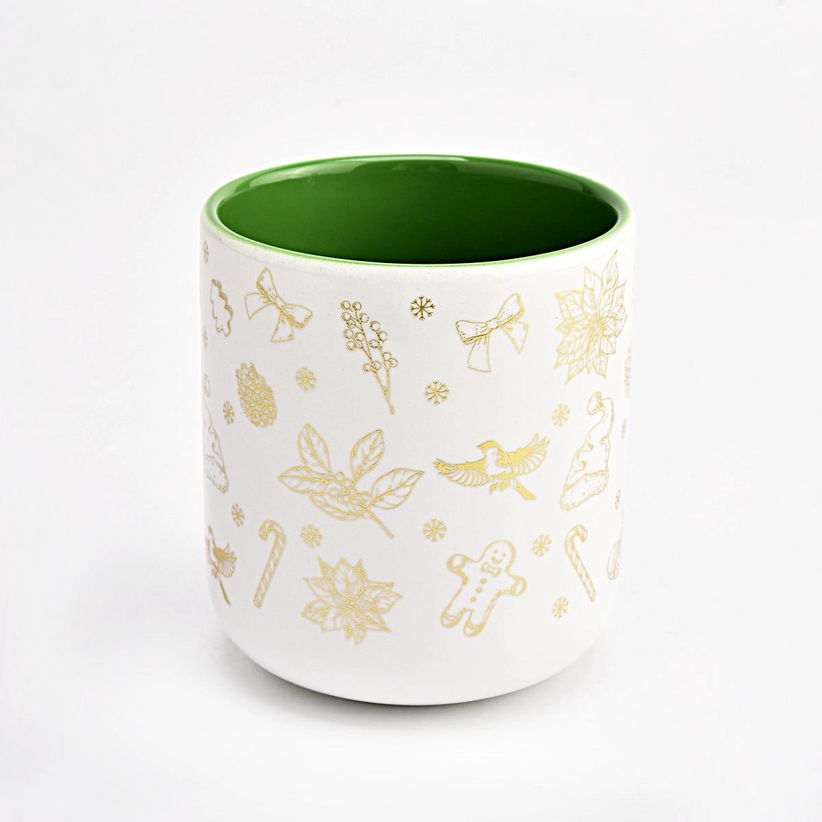 golden pattern ceramic candle vessel for Christmas golden pattern ceramic candle vessel for Christmas