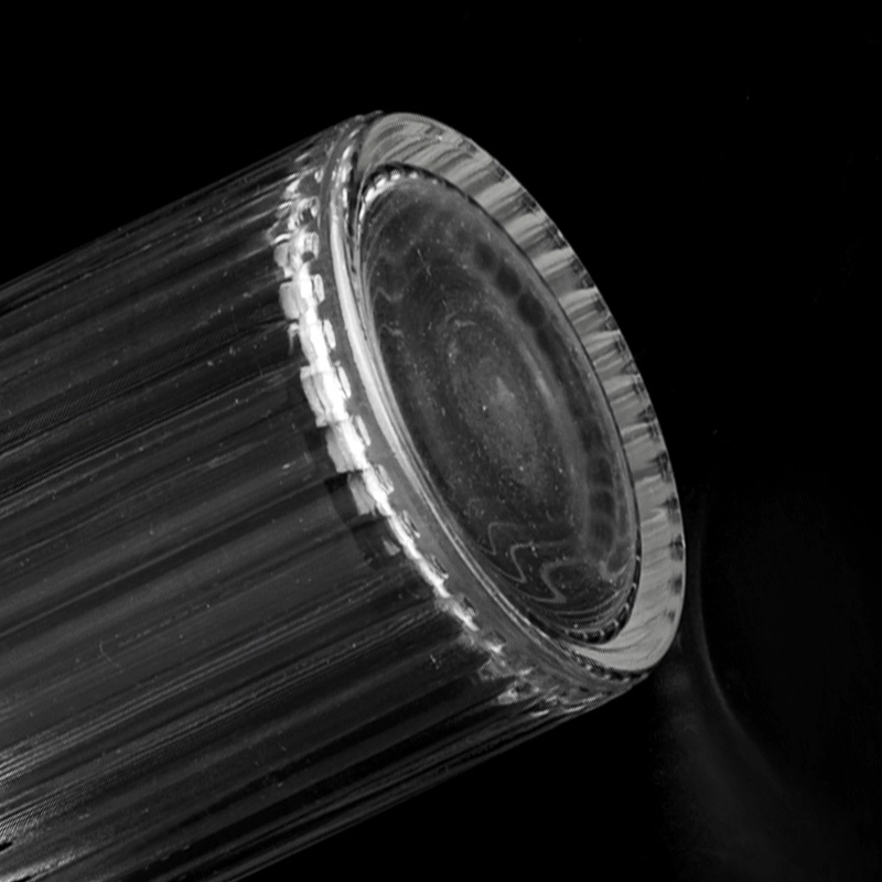 wholesale 8oz vertical striped glass candle holder supplier