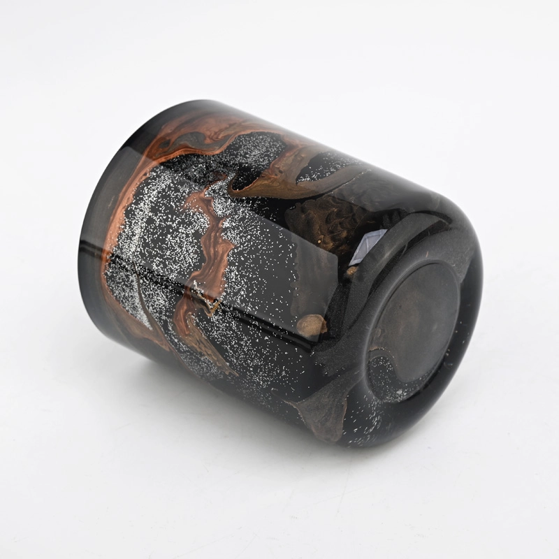 luxury black glass candle vessel with round bottom 10 oz glass jar