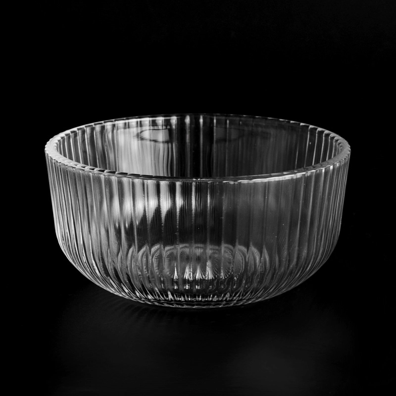 Popular customized size glass bowl with vertical line for home deco