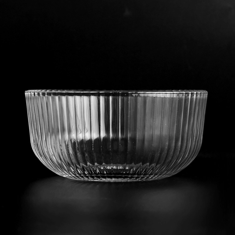 Popular customized size glass bowl with vertical line for home deco Popular customized size glass bowl with vertical line for home deco
