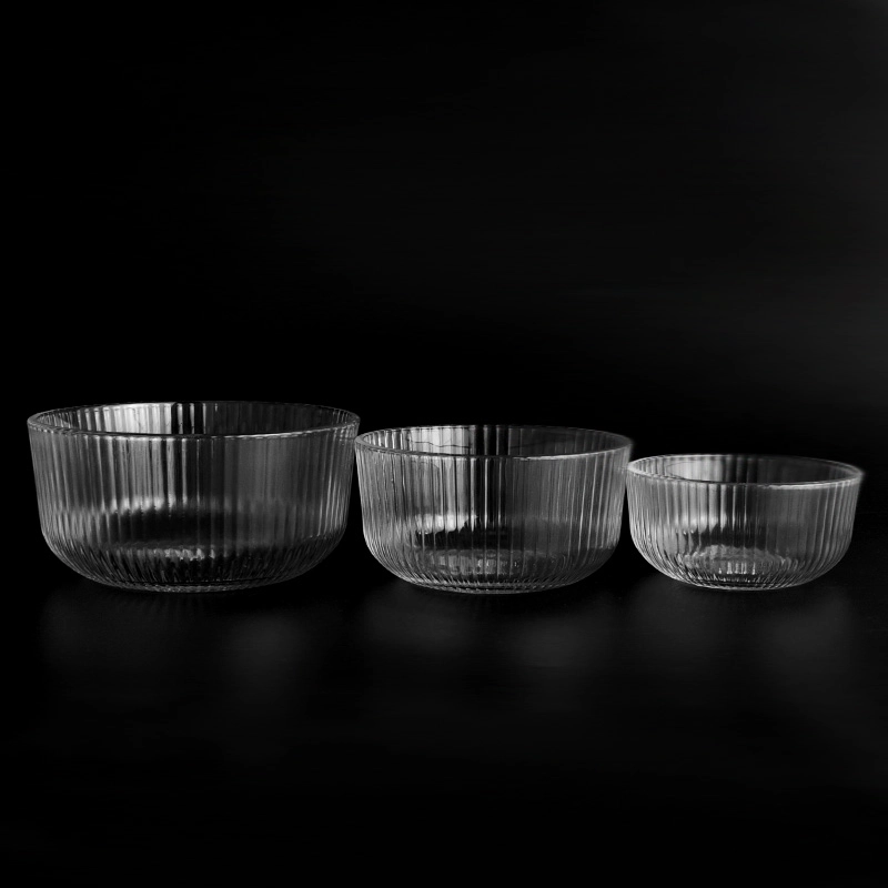 Popular customized size glass bowl with vertical line for home deco Popular customized size glass bowl with vertical line for home deco