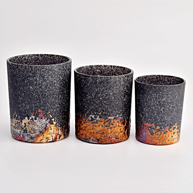 Popular customized size glass candle holder with newly deco for wholesale