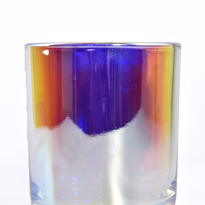 8oz Iridescent Holographic glass candle jar with round bottom wholesale