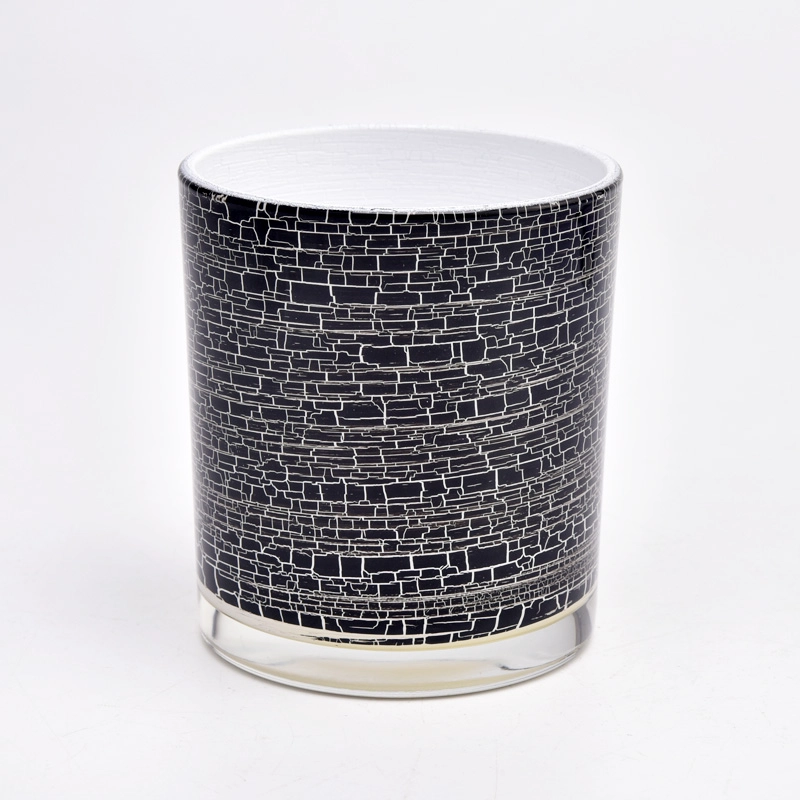 wholesale 10oz black cracked glass candle jars supplier