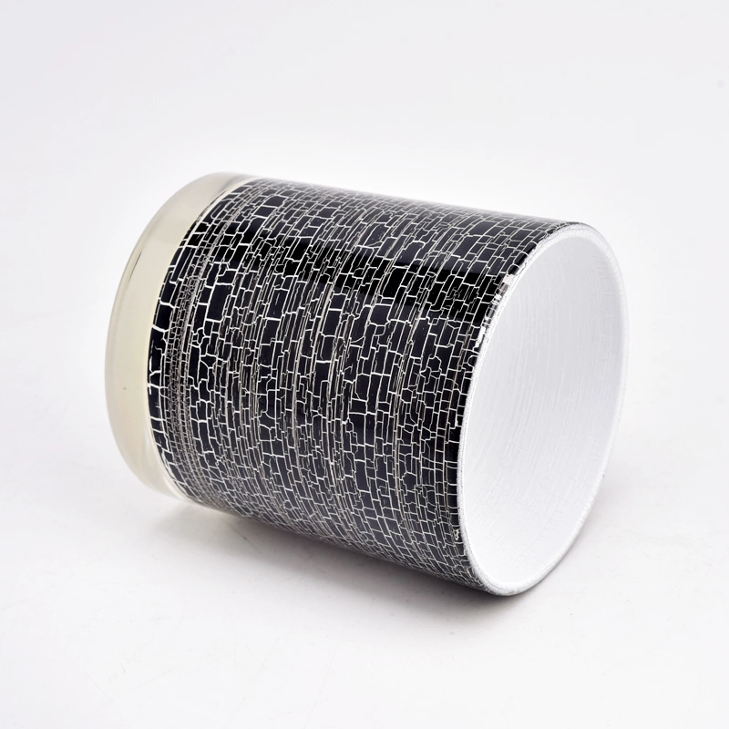 wholesale 10oz black cracked glass candle jars supplier