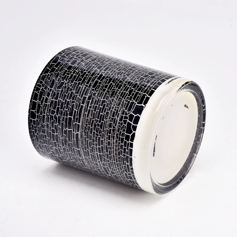 wholesale 10oz black cracked glass candle jars supplier