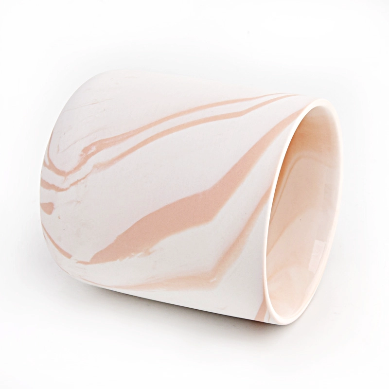 Customized color artwork effect on the 450ml popular shape ceramic candle holder for wholesale