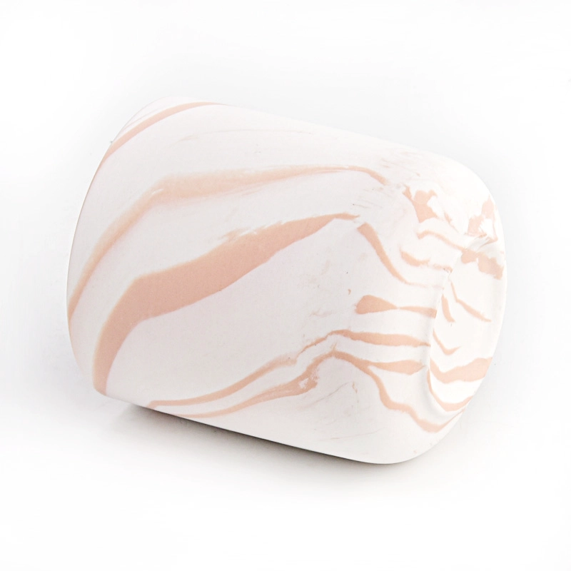 Customized color artwork effect on the 450ml popular shape ceramic candle holder for wholesale