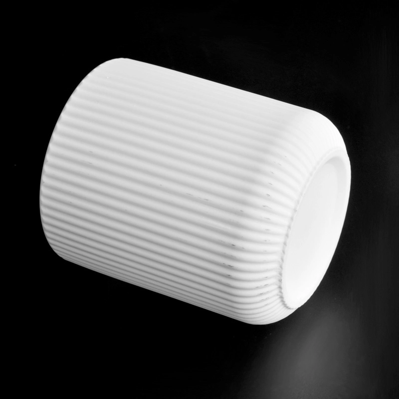 Customized deco on the 400ml vertical line shape ceramic candle holder for supplier