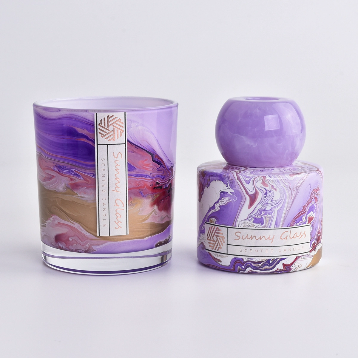 popular glass candle vessel with glass diffuser bottle