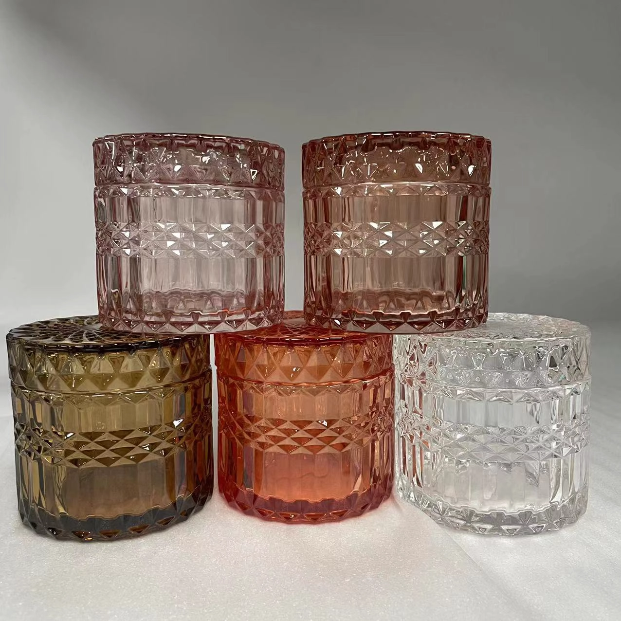 elegant diamond glass candle jar with lid elegant diamond glass candle jar with lid
