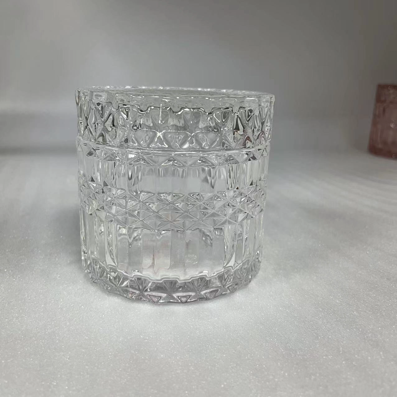 elegant diamond glass candle jar with lid elegant diamond glass candle jar with lid