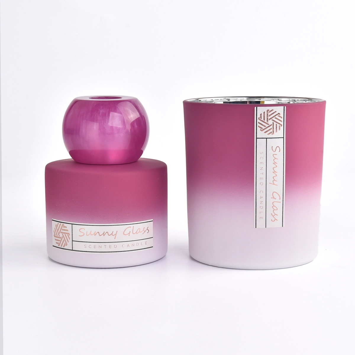 glass candle vessel with glass diffuser bottle set