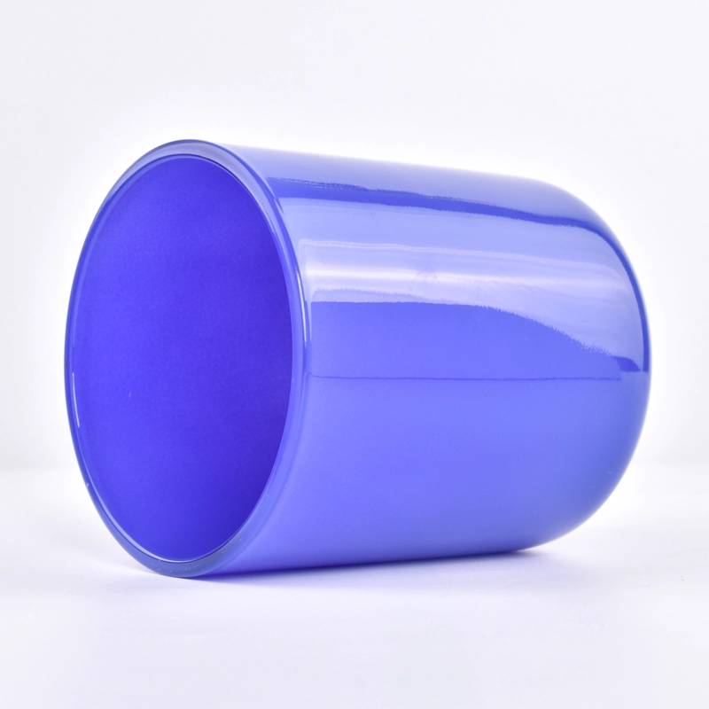 shiny blue 500ml glass jar for candles home decor