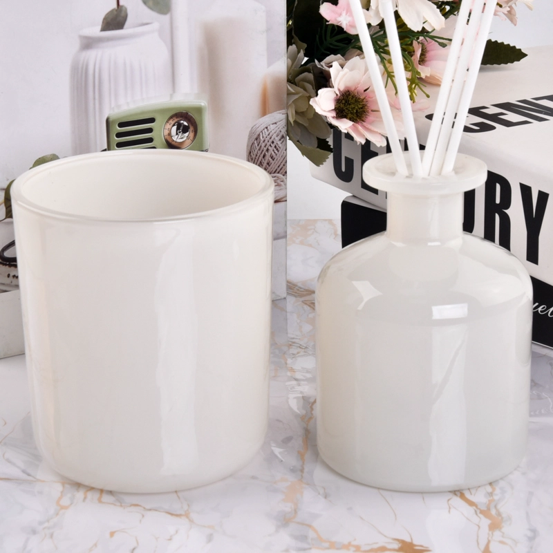 Metallic silver glass diffuser bottle glass candle jars set Metallic silver glass diffuser bottle glass candle jars set