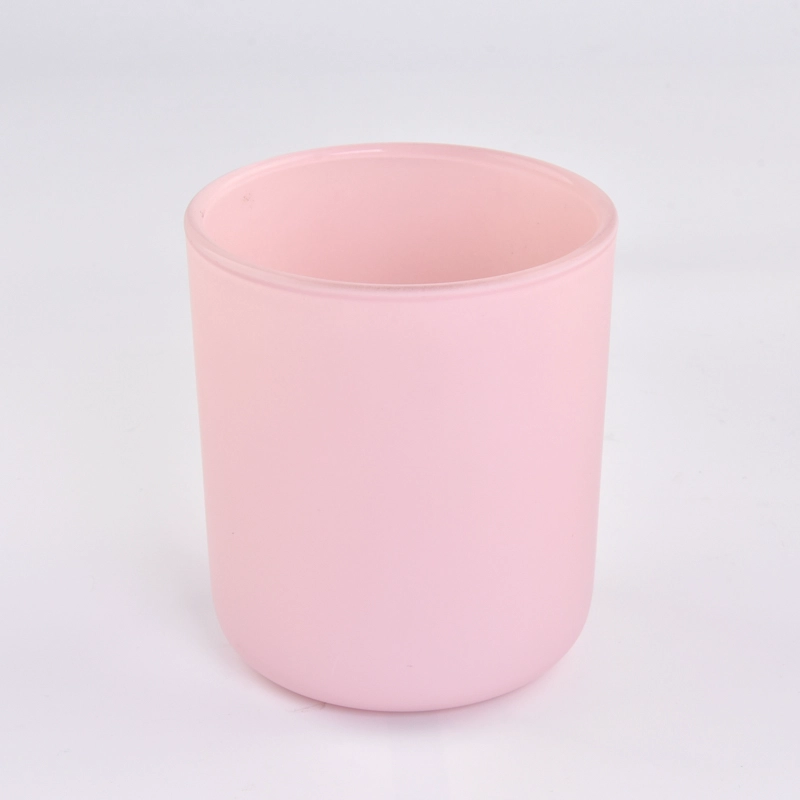 Popular 500ml matt pink glass candle holder for wholesale
