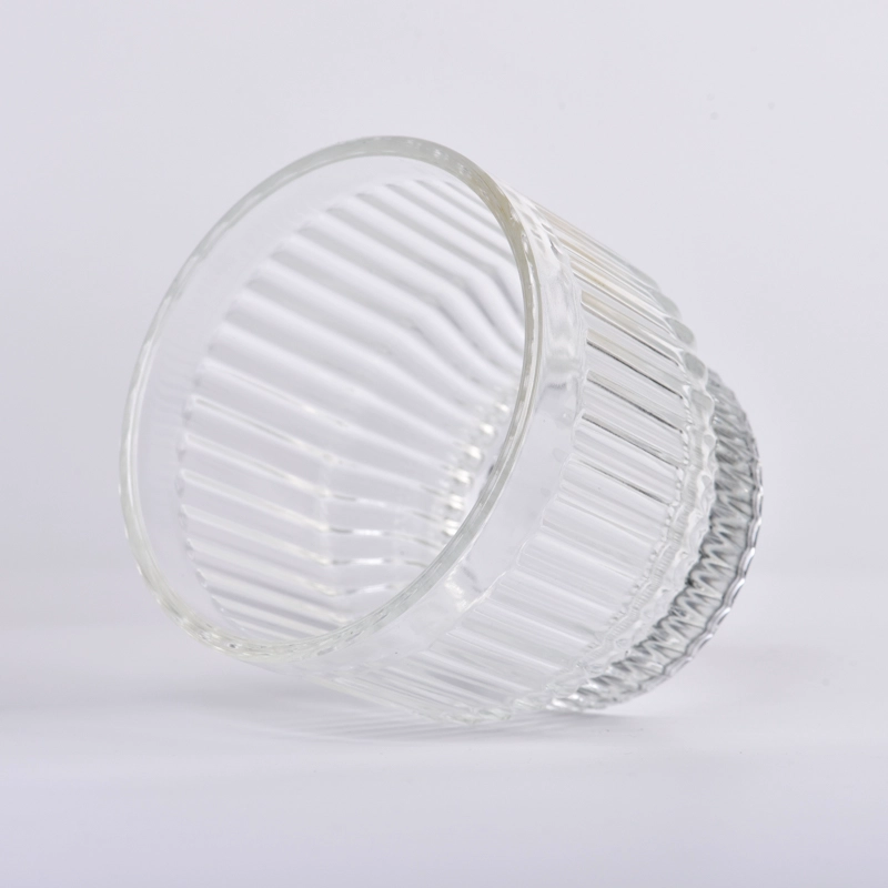 Strip pattern glass candle jar from Sunny Glassware