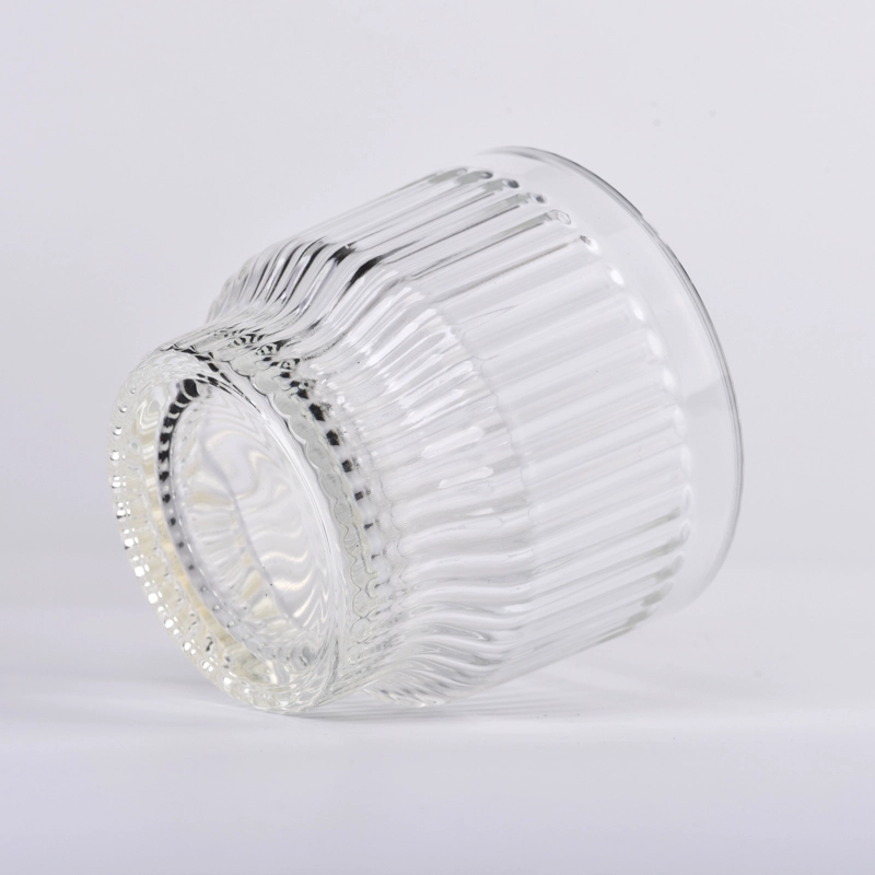Strip pattern glass candle jar from Sunny Glassware
