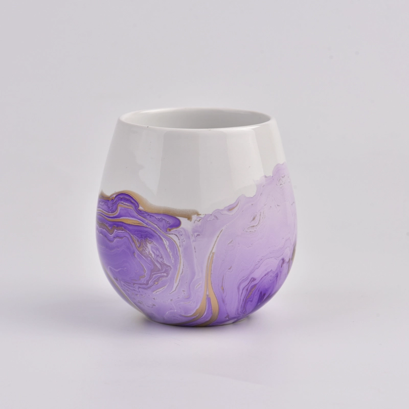 Ceramic candle jars with hand painting color 