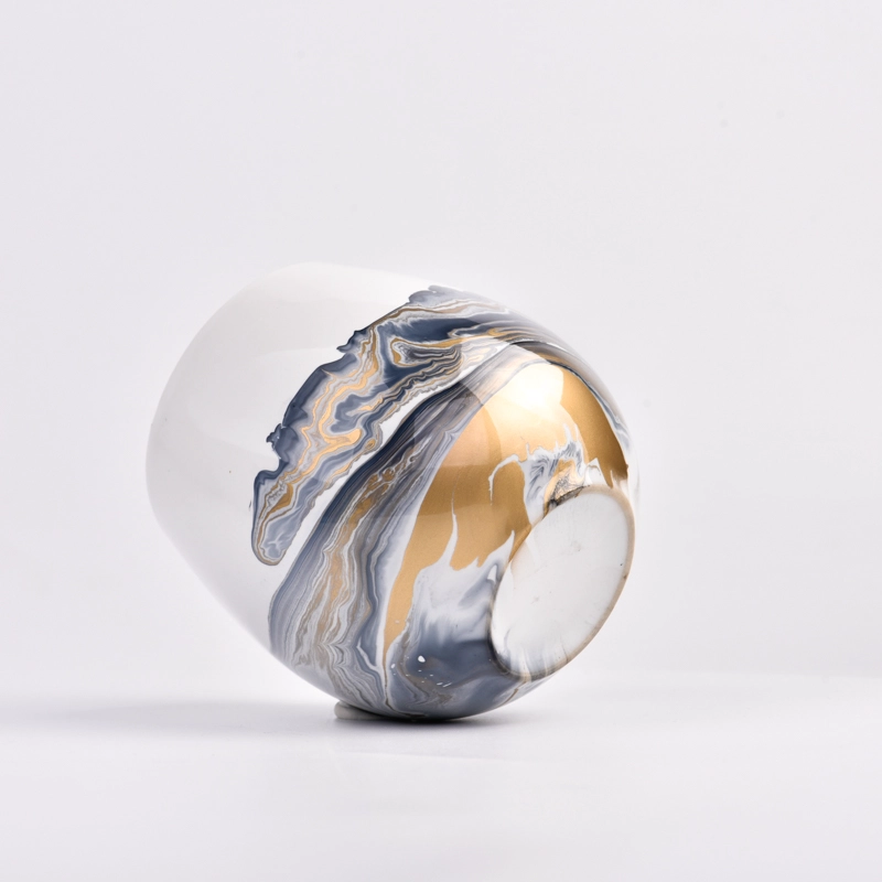 Ceramic candle jars with hand painting color 