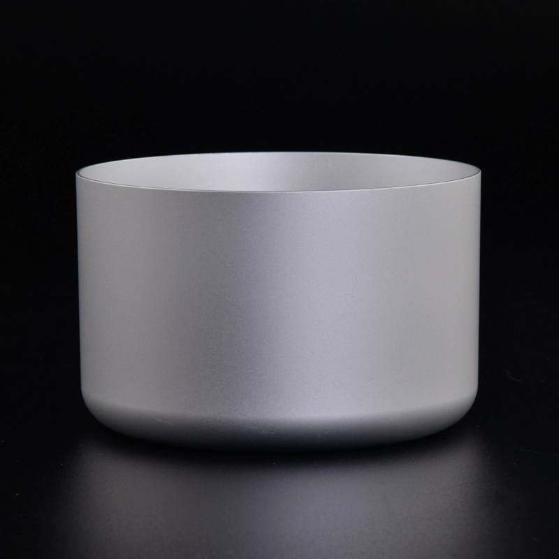 hot sale matte silver aluminum cup candle vessel metal