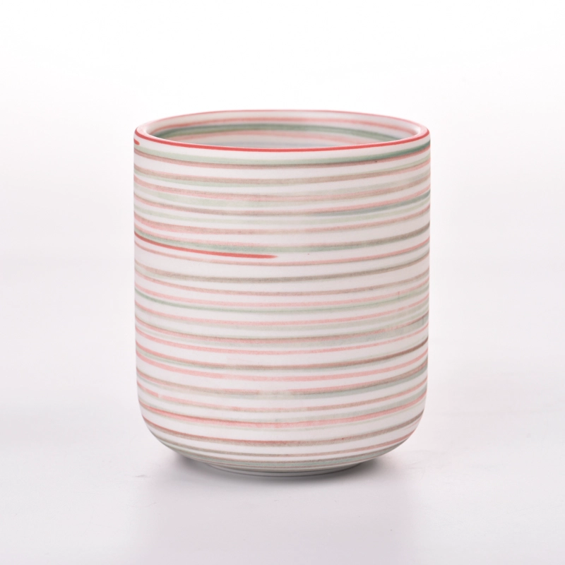Newly deco for colored coil line on the 8oz 10oz 12oz ceramic candle holder for wholesale Newly deco for colored coil line on the 8oz 10oz 12oz ceramic candle holder for wholesale