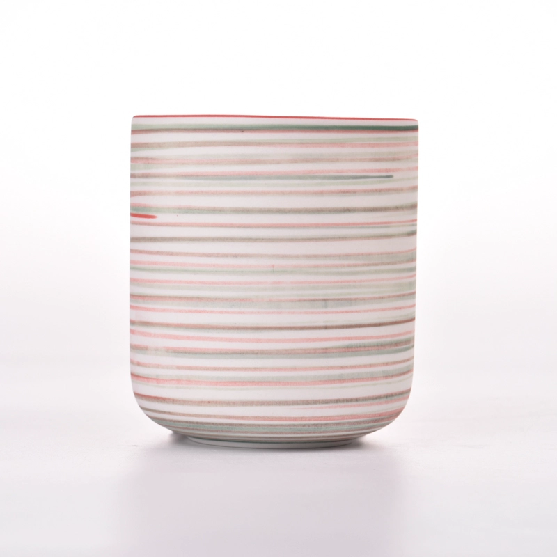 Newly deco for colored coil line on the 8oz 10oz 12oz ceramic candle holder for wholesale Newly deco for colored coil line on the 8oz 10oz 12oz ceramic candle holder for wholesale
