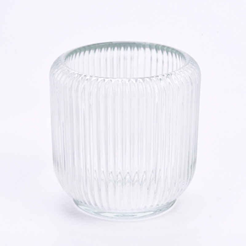 strip pattern glass candle jar