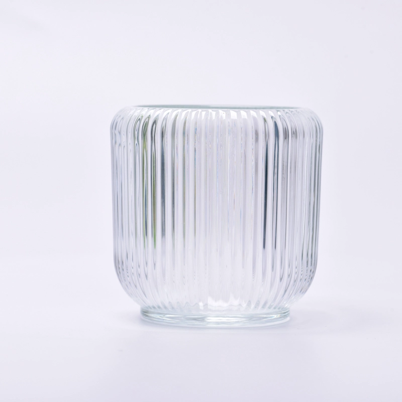 new strip pattern glass candle jars with different colors