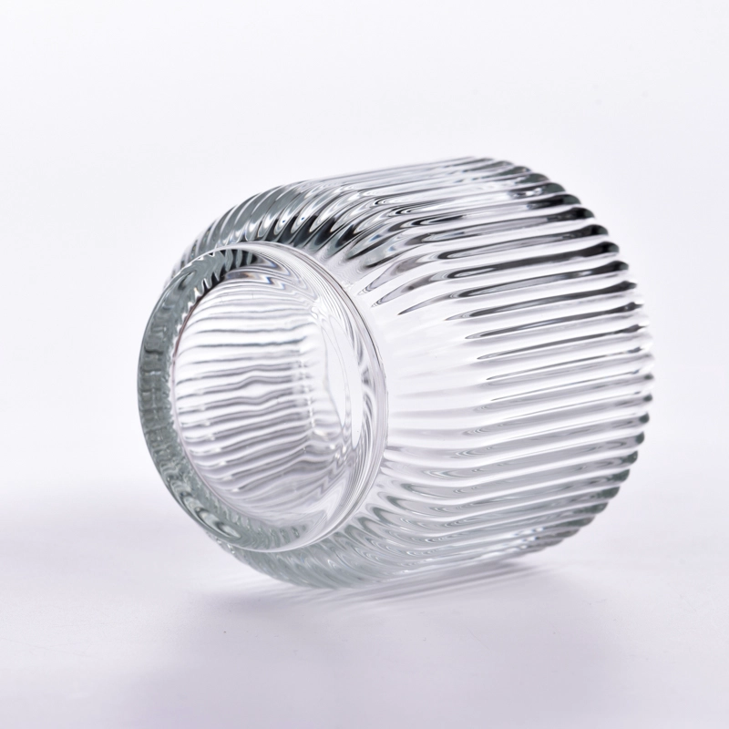 new strip pattern glass candle jars with different colors