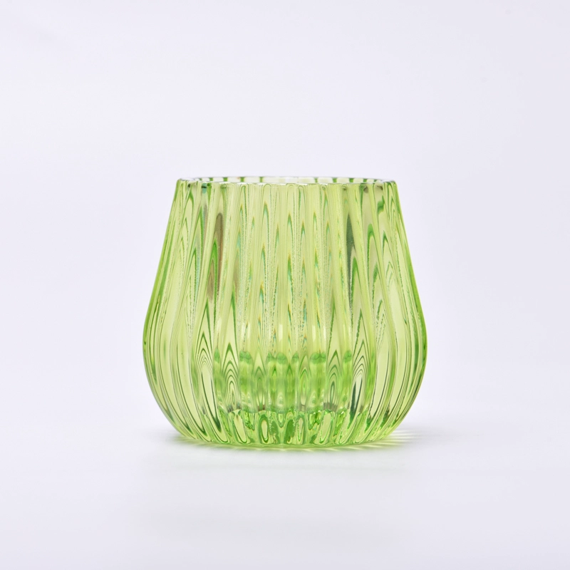 thick bottom glass candle jars with strip pattern design 