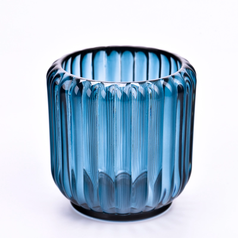 8.5oz empty glass candle jar with stripe pattern 8.5oz empty glass candle jar with stripe pattern