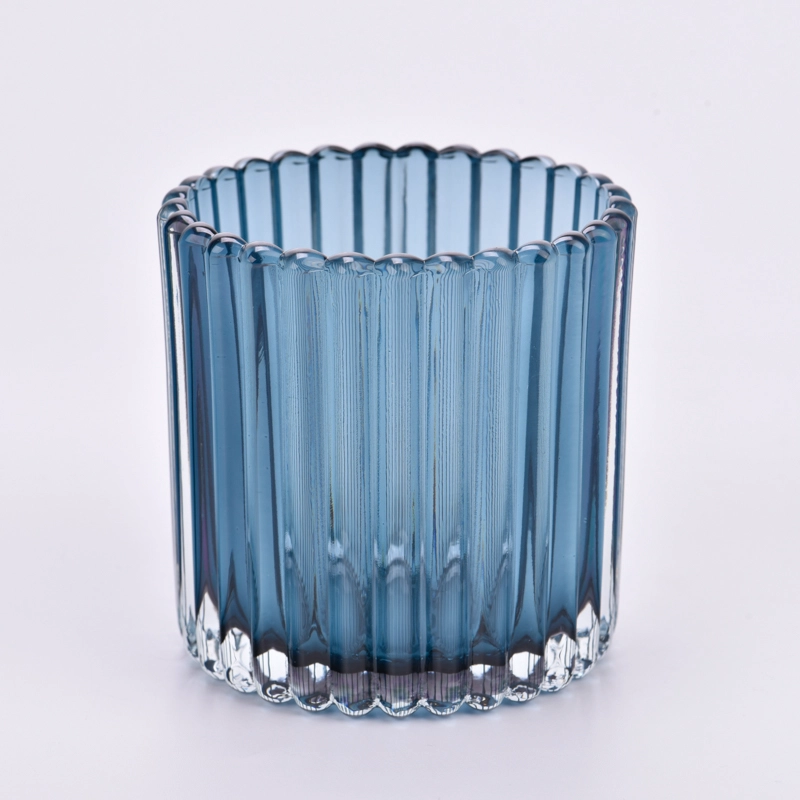 Strip pattern glass candle holder and containers for candle making