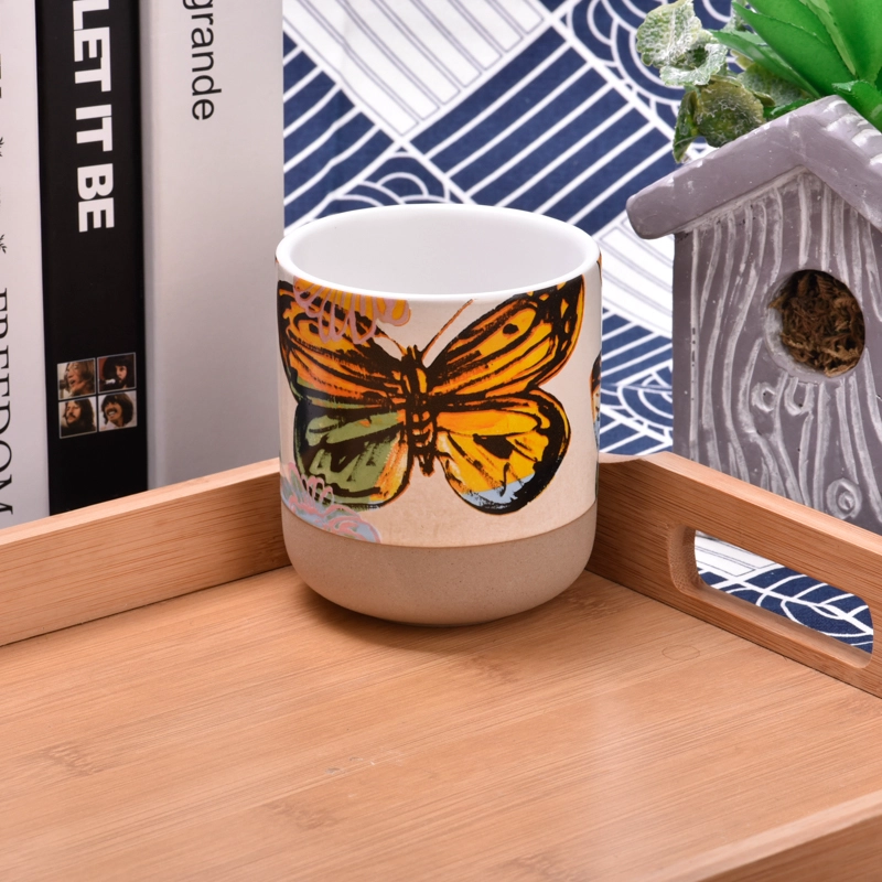 home decor spring decal printing ceramic candle jar