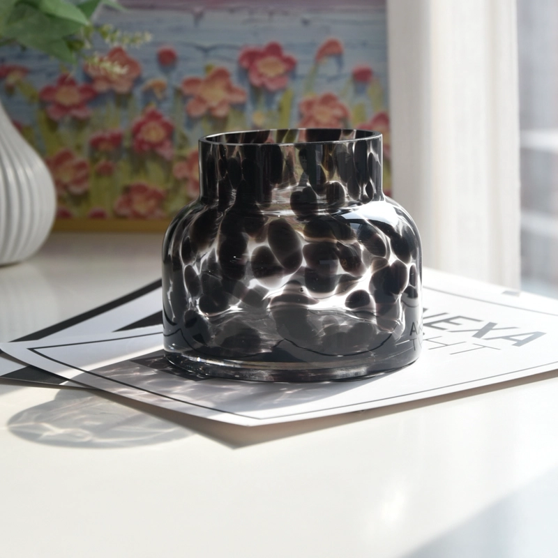 hand made two wick glass candle container