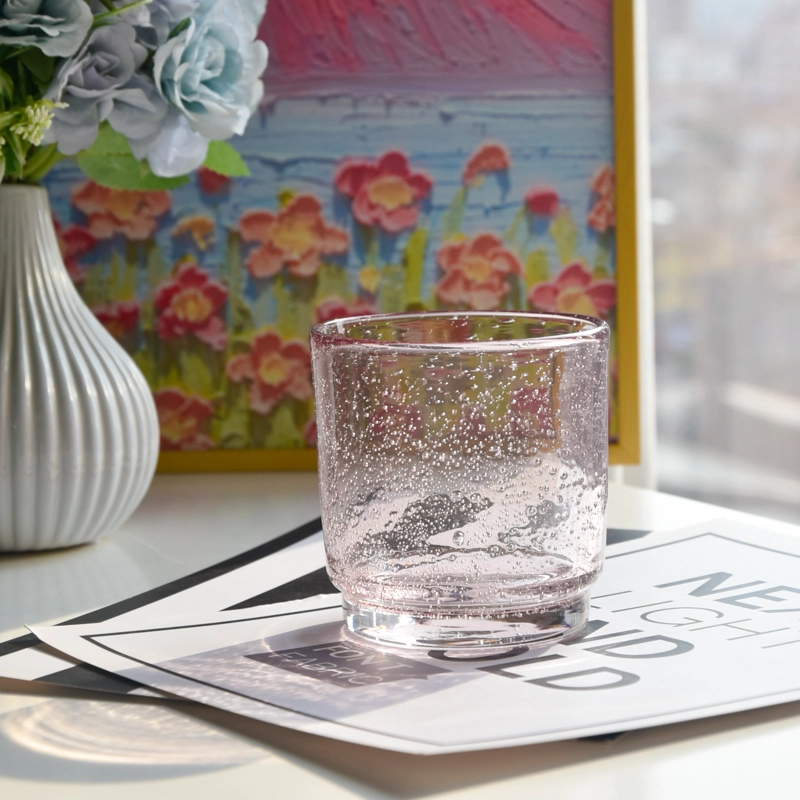 Wholesale transparent color glass candle jars with raindrop effect