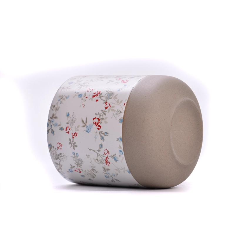 Hot sale 2oz -20oz ceramic candle holder with customized spring series deco on for wholesale