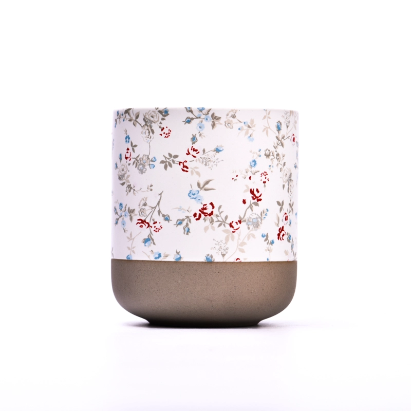 Hot sale 2oz -20oz ceramic candle holder with customized spring series deco on for wholesale Hot sale 2oz -20oz ceramic candle holder with customized spring series deco on for wholesale