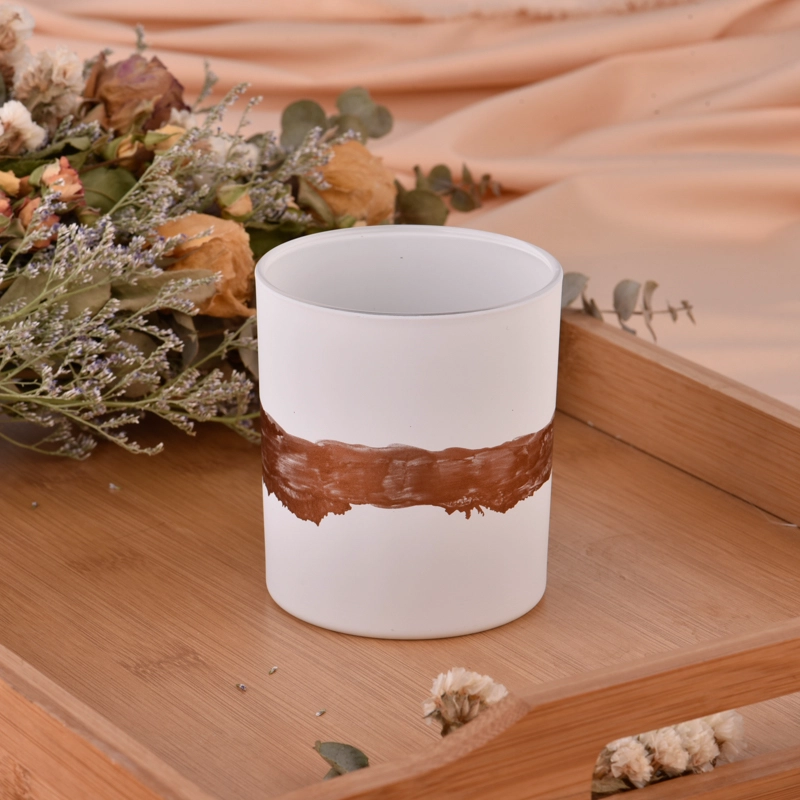 luxury hand paint metal color circle on whtie glass candle jar luxury hand paint metal color circle on whtie glass candle jar