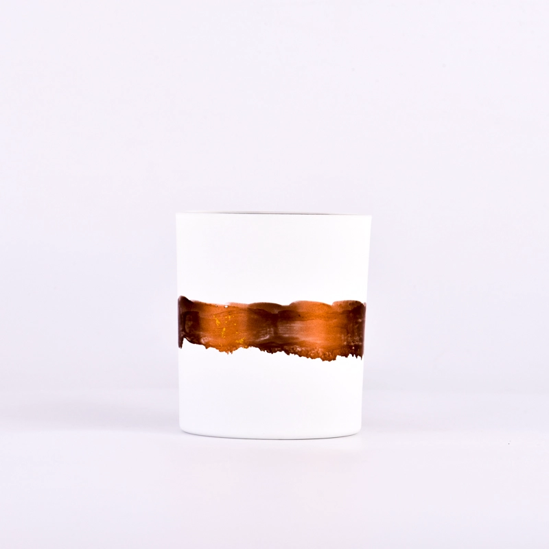 luxury hand paint metal color circle on whtie glass candle jar luxury hand paint metal color circle on whtie glass candle jar