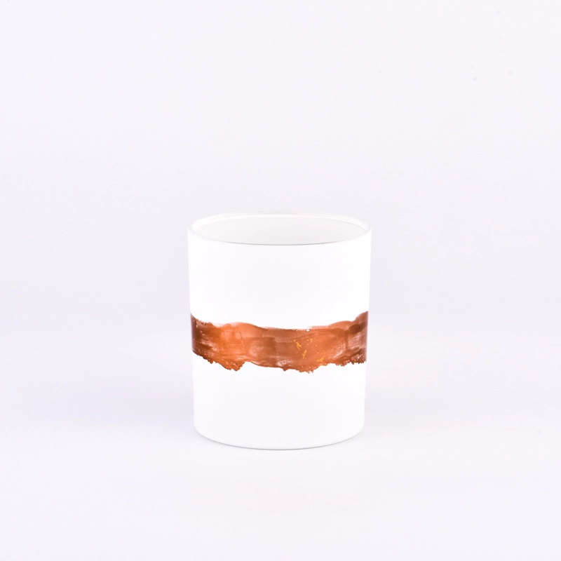luxury hand paint metal color circle on whtie glass candle jar luxury hand paint metal color circle on whtie glass candle jar