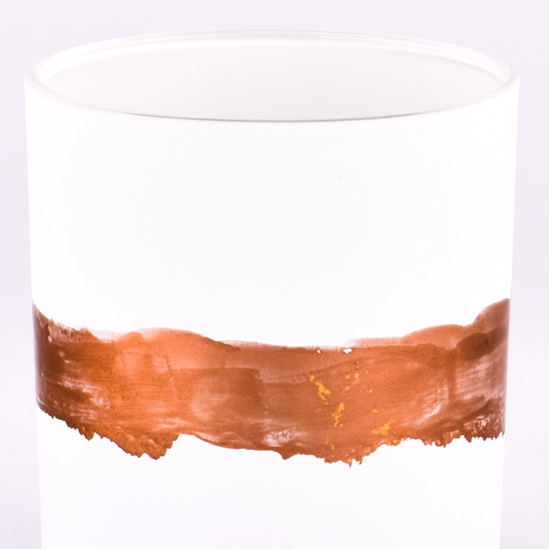 luxury hand paint metal color circle on whtie glass candle jar luxury hand paint metal color circle on whtie glass candle jar