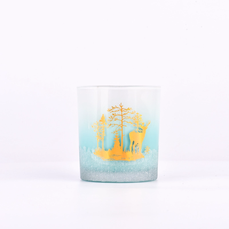 luxury new color glass candle jar with gold artwork printing luxury new color glass candle jar with gold artwork printing