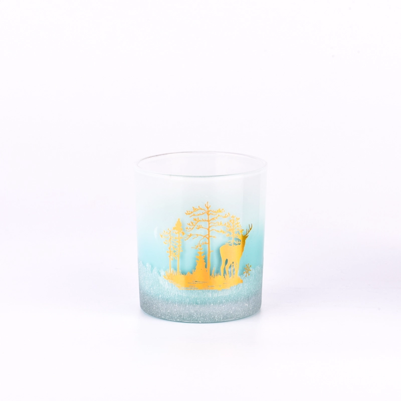 luxury new color glass candle jar with gold artwork printing luxury new color glass candle jar with gold artwork printing