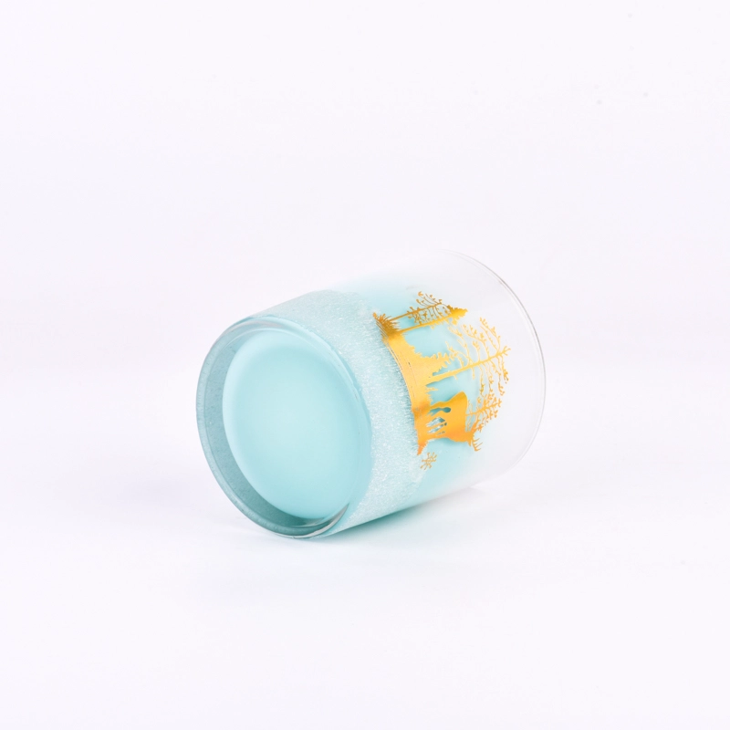 luxury new color glass candle jar with gold artwork printing luxury new color glass candle jar with gold artwork printing