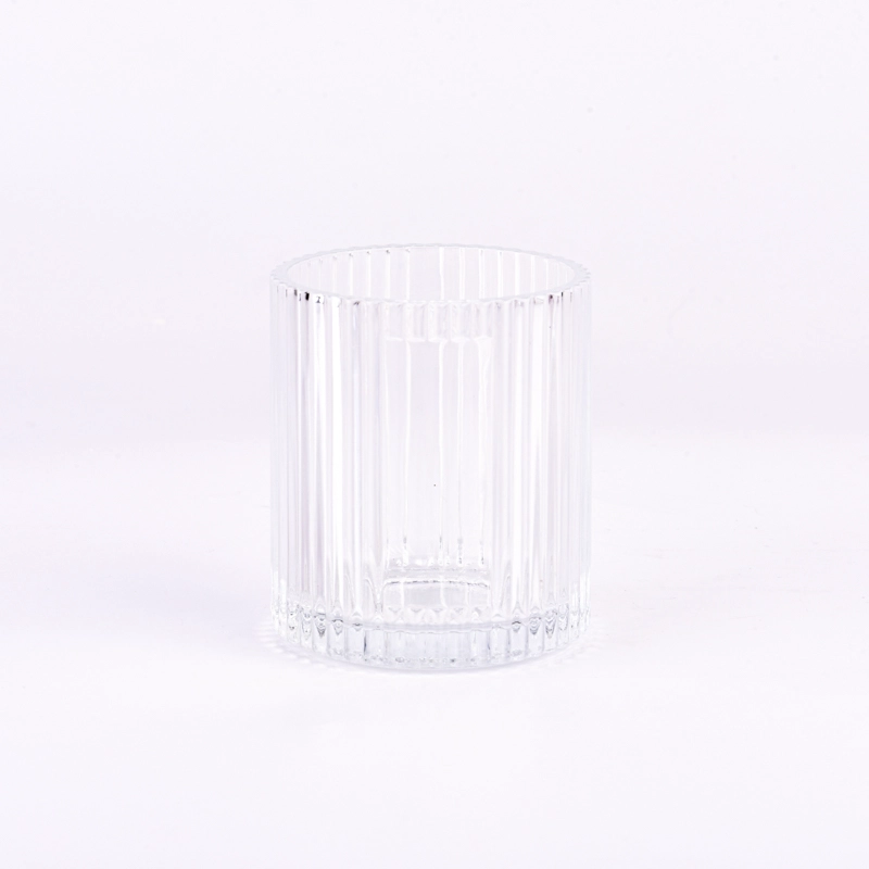 Wholesale popular 10oz 12oz vertical line on the glass candle holder for home deco Wholesale popular 10oz 12oz vertical line on the glass candle holder for home deco