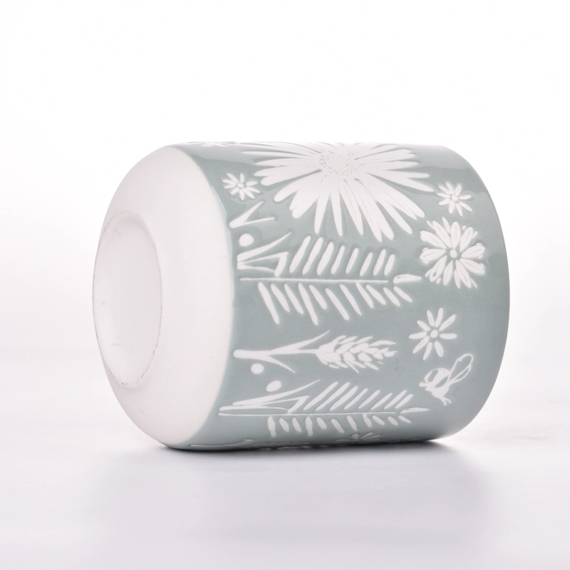 Flower pattern ceramic candle jars and candle holders