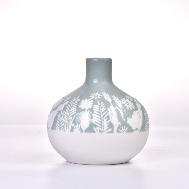 Newly flower pattern ceramic diffuser bottles for home fragrance